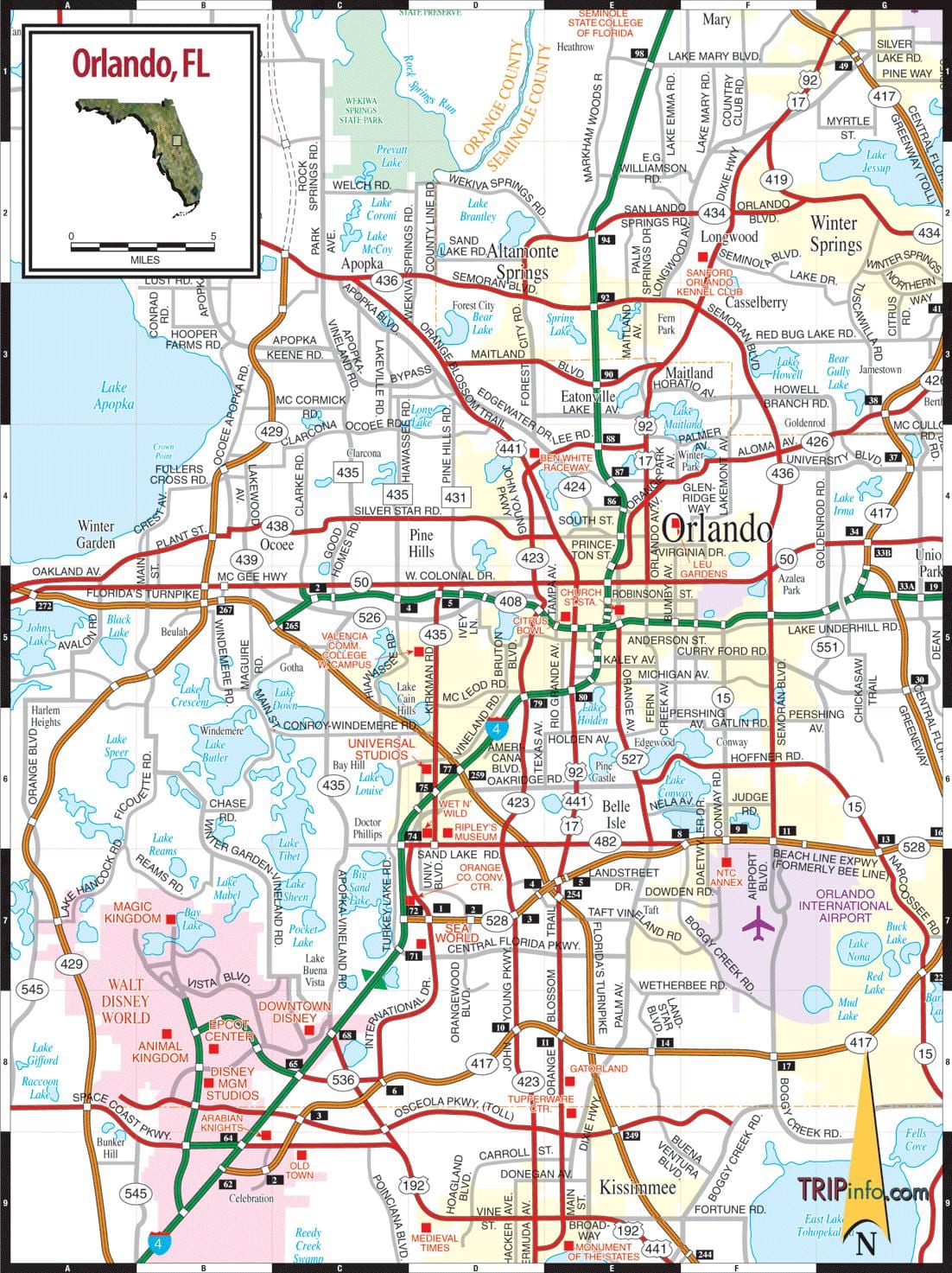 veien kart over Orlando