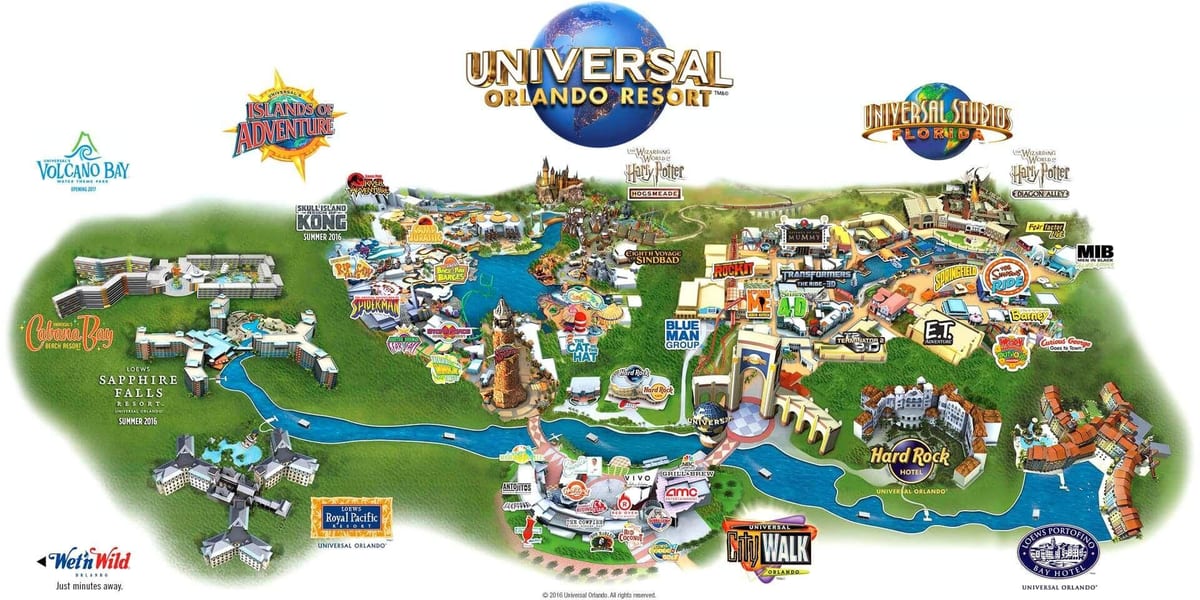 kart av Universal Orlando